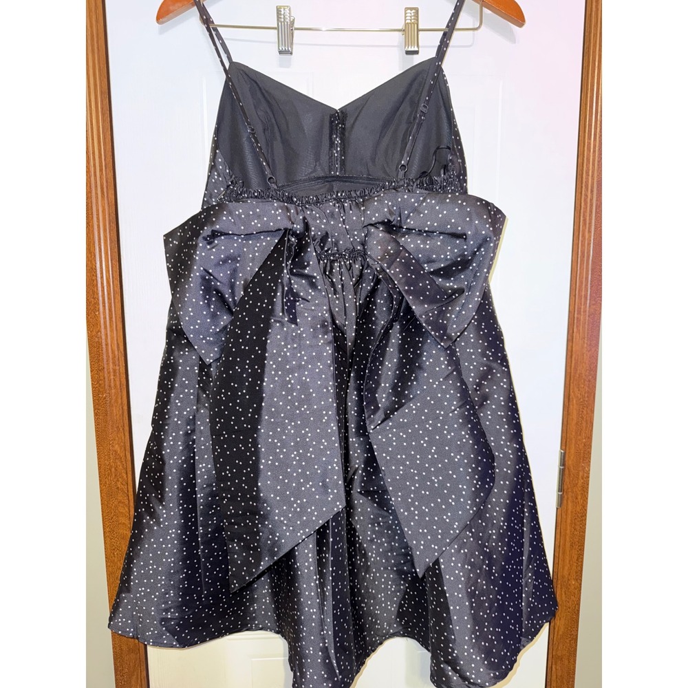 NWT American Eagle Polka Dot Satin Bow Back Mini Dress Black Small